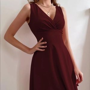 Plunging Neck Sleeveless Fit And Flare Dress
